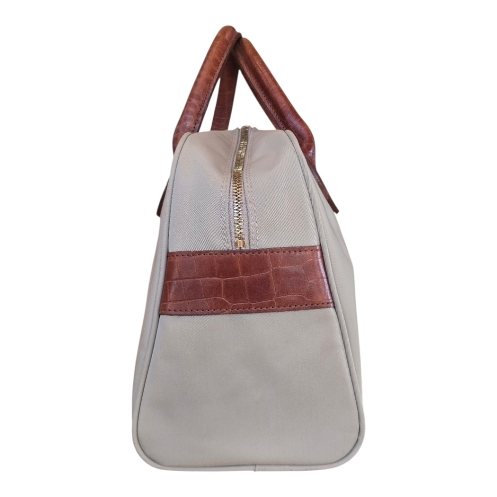Valentino Garavani Sport Boston Khaki Nylon Brown Leather Trim Satchel - Picture 7 of 14